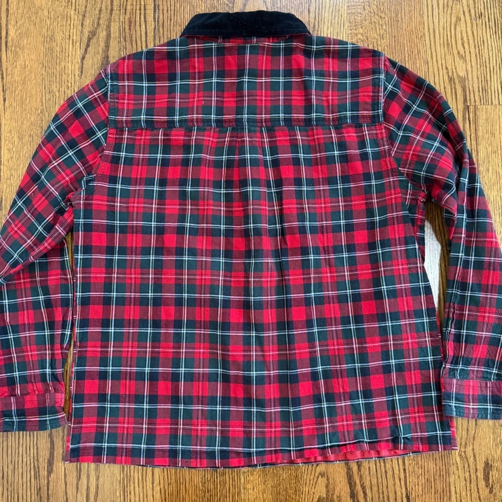 Casey & Max Vintage Holiday Christmas Red Plaid Button Down Poinsettia Medium - Picture 7 of 9